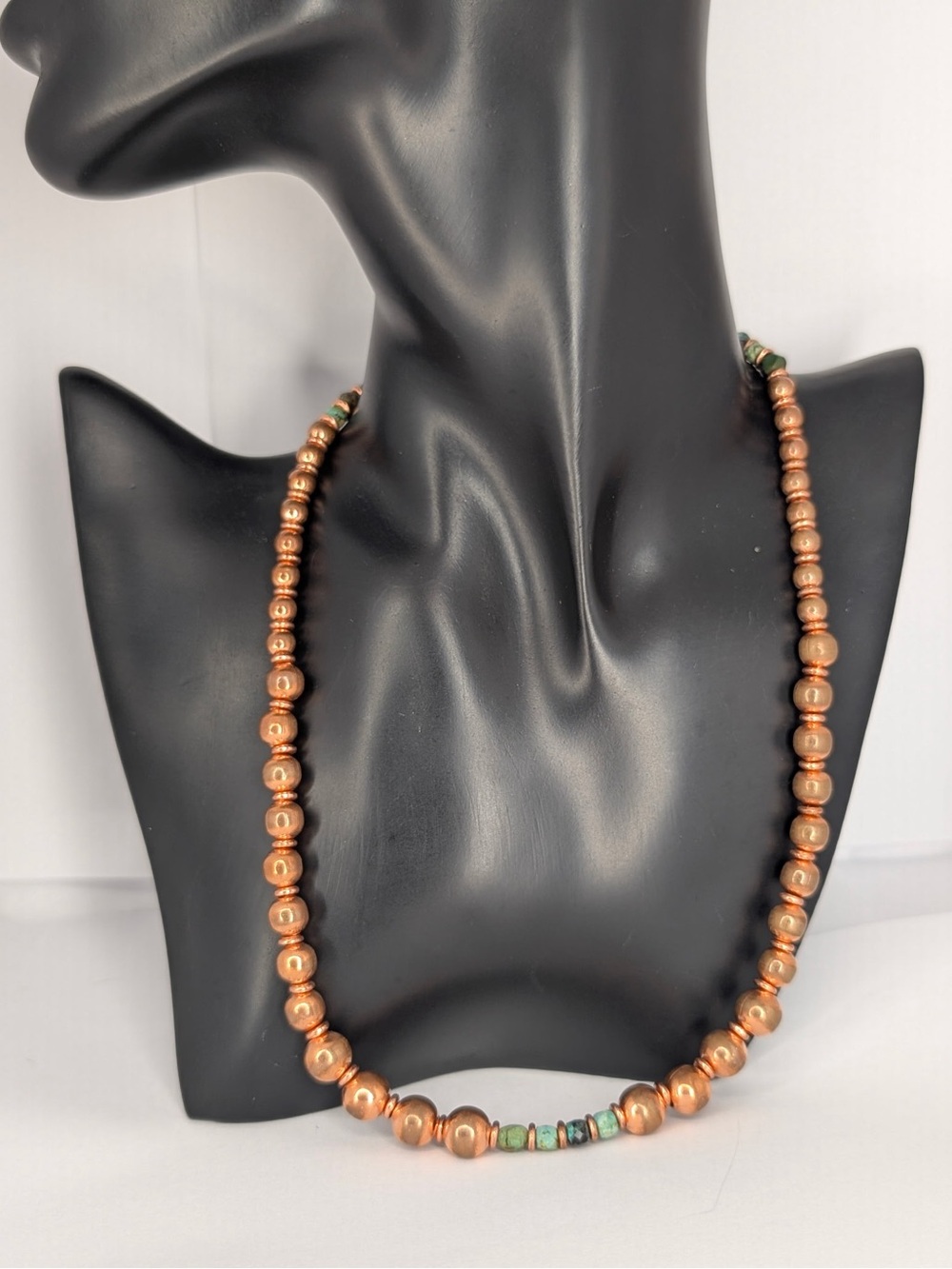 Handmade custom order Kingman Turquoise and Copper Statement necklace